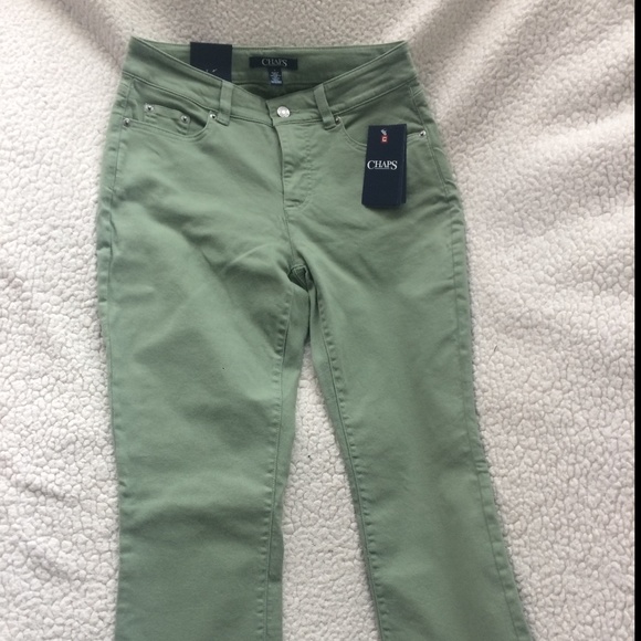 Chaps Flag Lake Pale Aloe Midrise Slimfit Capri Jeans - Picture 2 of 11